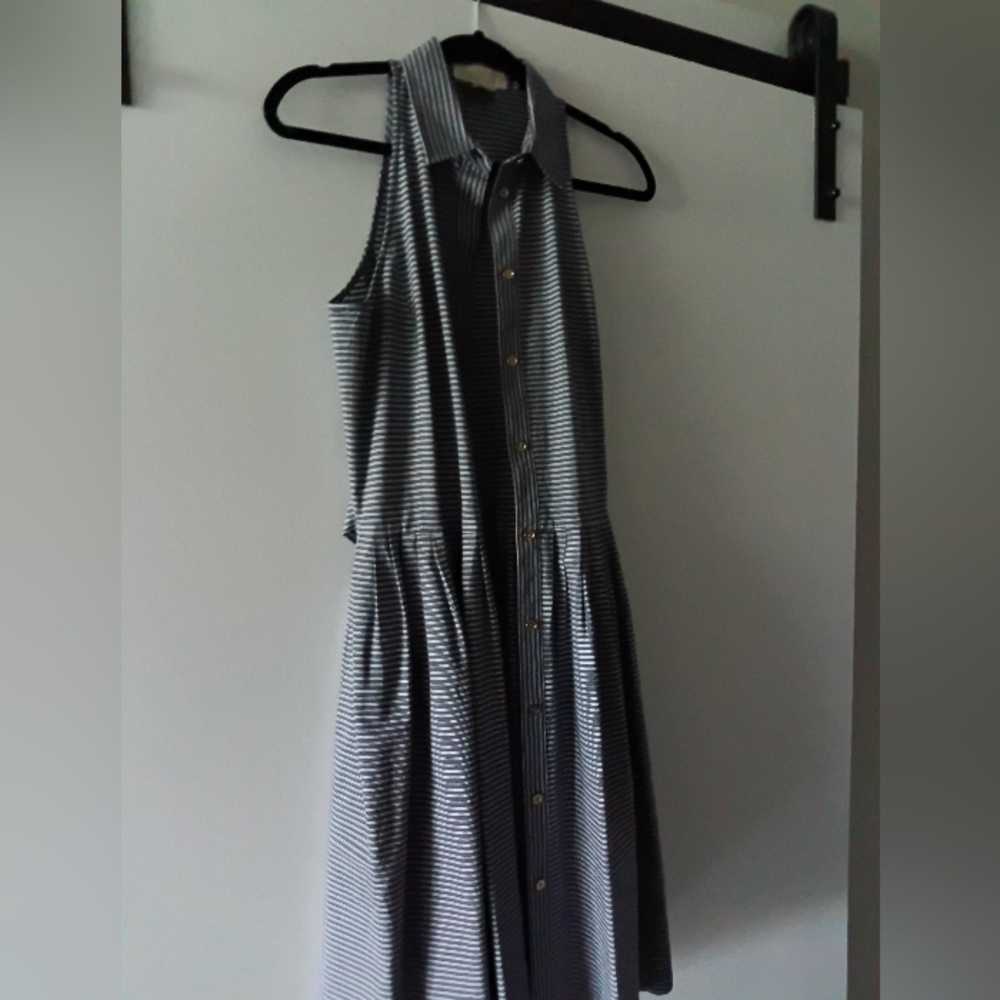 Michael Kors Black and White Halter Midi Dress